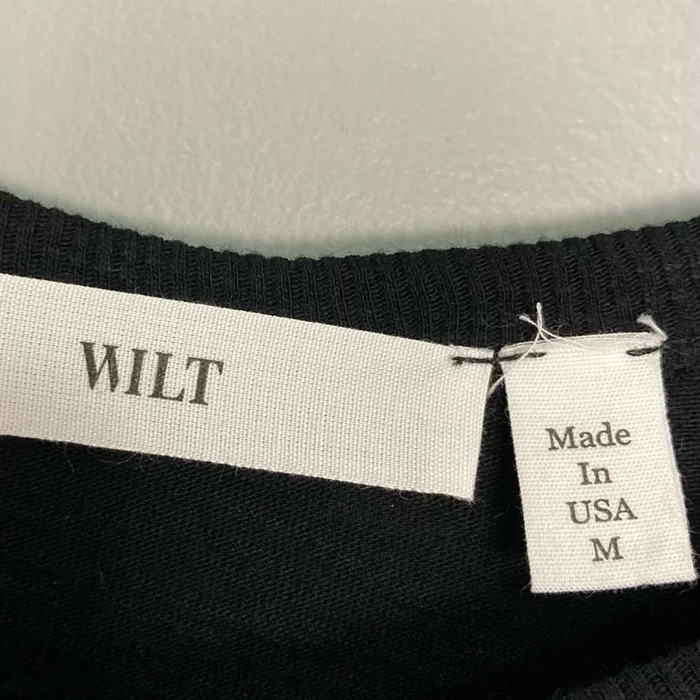 Wilt Asymmetrical Knit TunicTop Women’s Size M Scoop Neck Long Sleeves Black - Picture 8 of 10